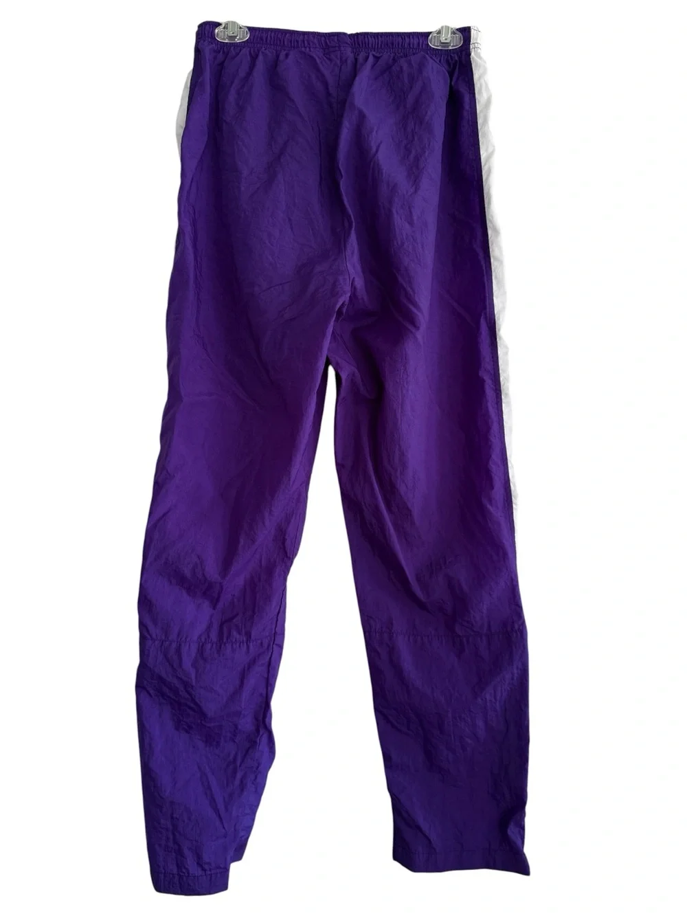 Vintage Nike Y2K Youth Nylon Track Pants Purple White Zip Ankle Spell Out L YTH